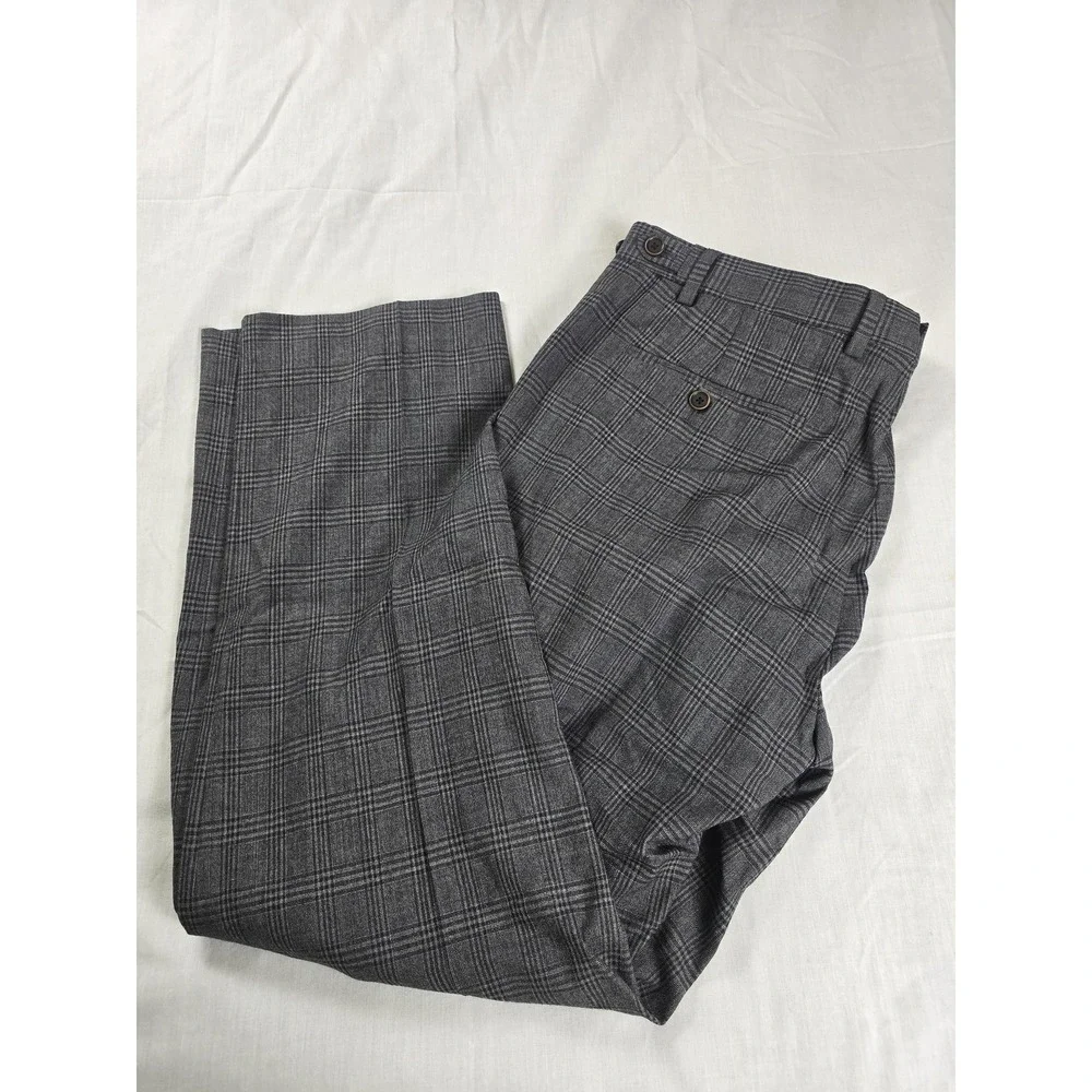 Banana‎ Republic Pants Mens 34x30 Gray Plaid Wool Heritage Super 110s Trousers